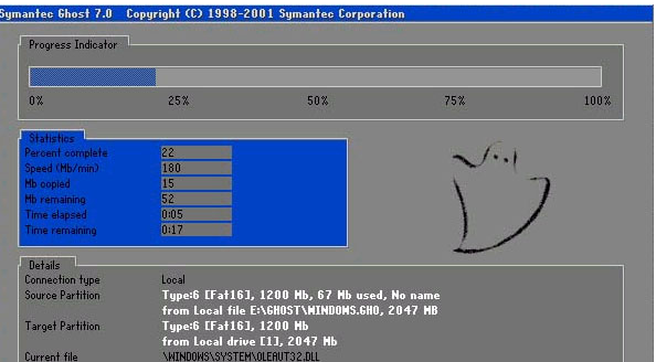 怎么样在DOS界面下一键还原系统