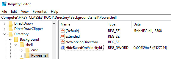 Windows 10系统将“此处打开PowerShell窗口”更改为“在此处打开命令窗口”
